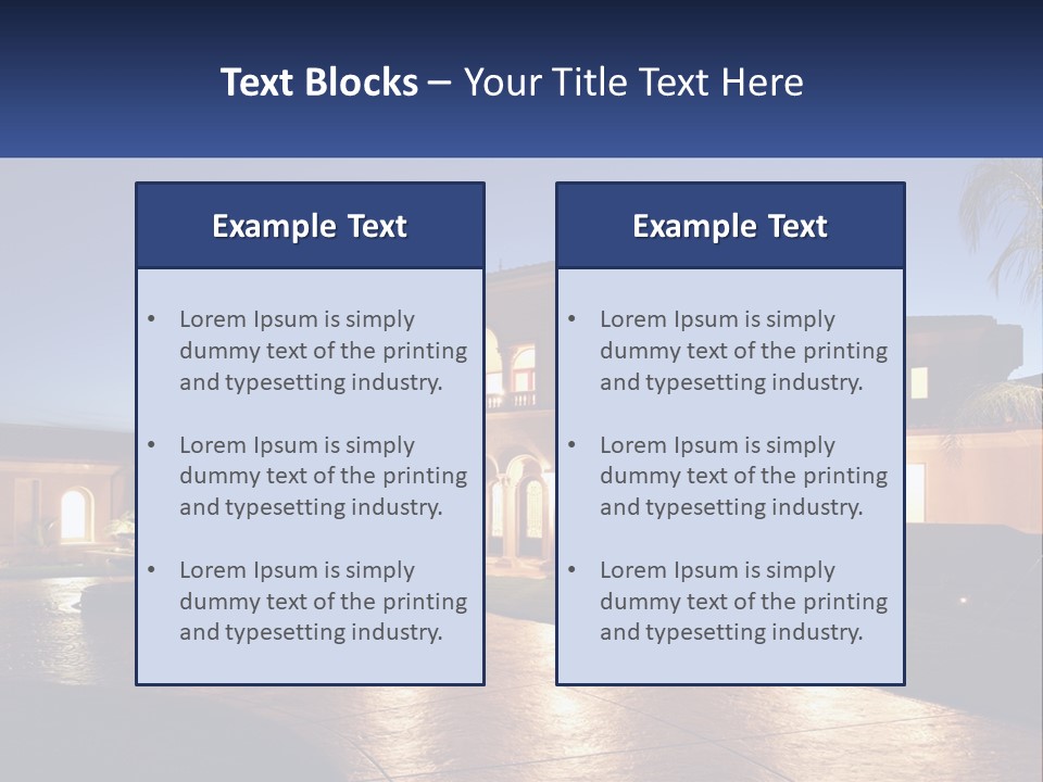 A Large House With A Fountain In Front Of It PowerPoint Template