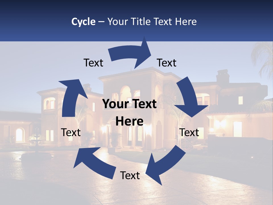 A Large House With A Fountain In Front Of It PowerPoint Template