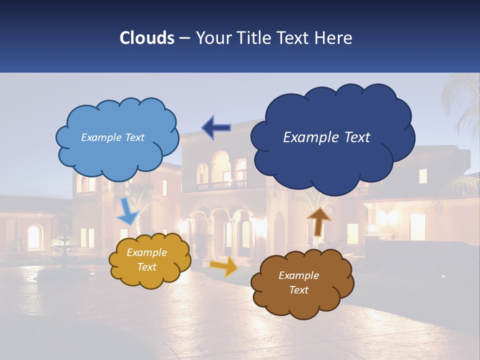 A Large House With A Fountain In Front Of It PowerPoint Template
