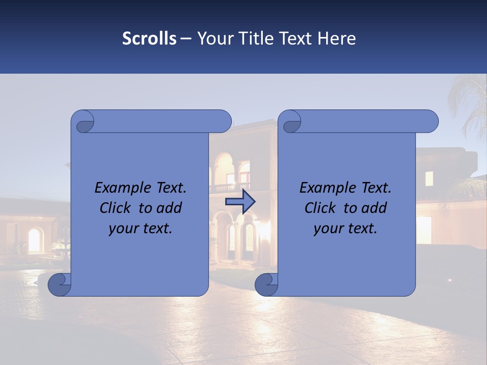 A Large House With A Fountain In Front Of It PowerPoint Template