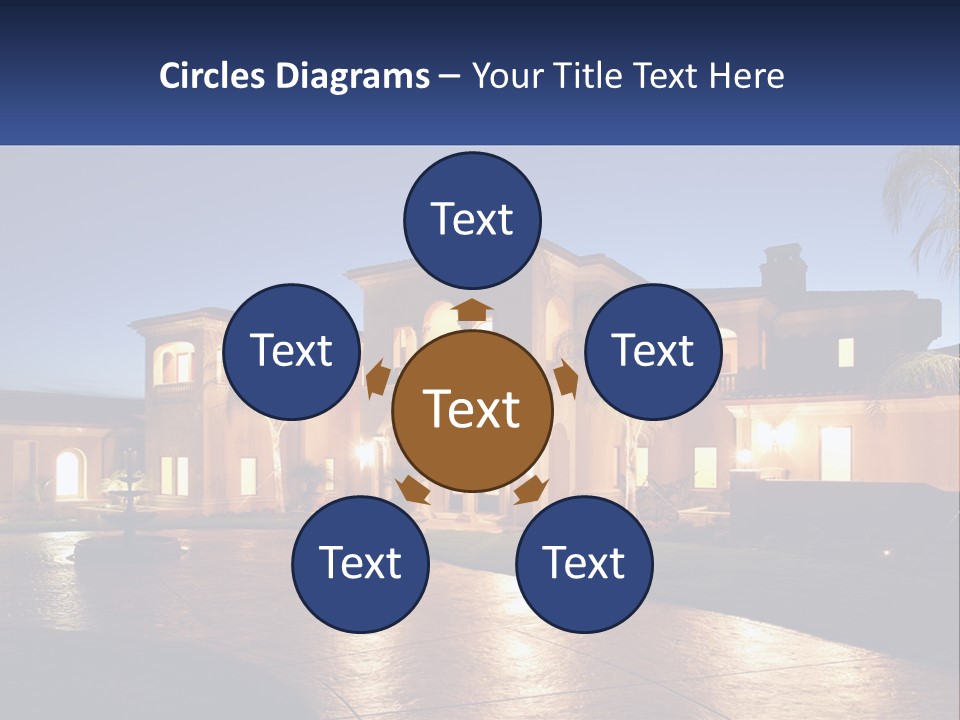 A Large House With A Fountain In Front Of It PowerPoint Template