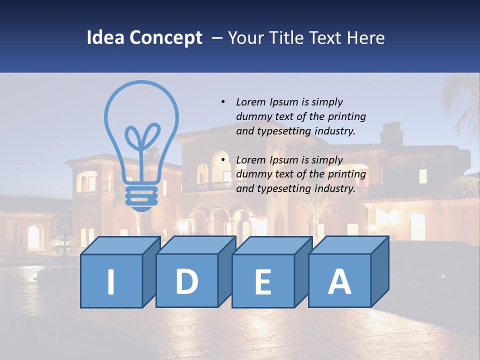 A Large House With A Fountain In Front Of It PowerPoint Template