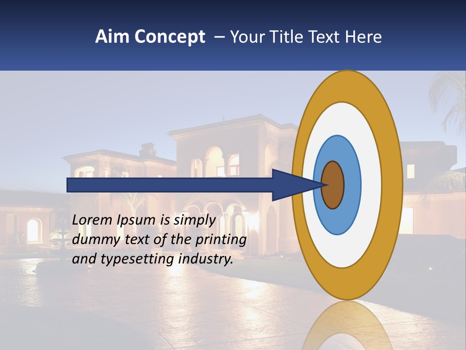 A Large House With A Fountain In Front Of It PowerPoint Template