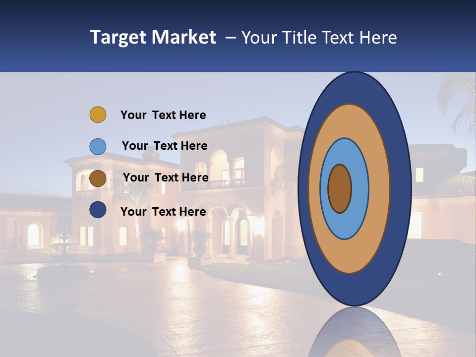 A Large House With A Fountain In Front Of It PowerPoint Template