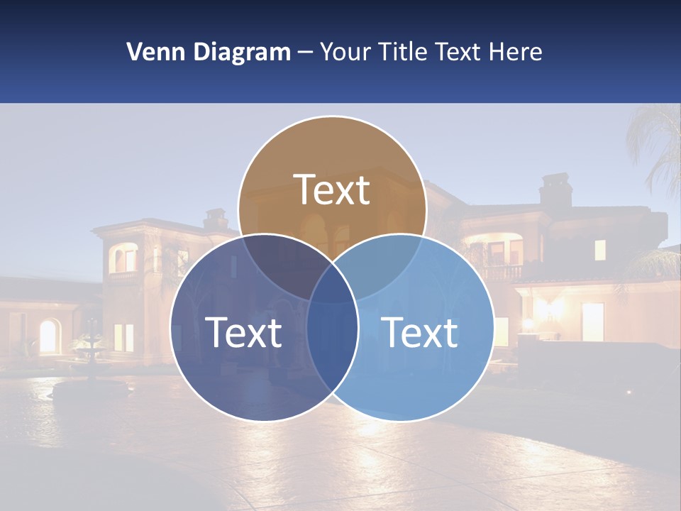 A Large House With A Fountain In Front Of It PowerPoint Template