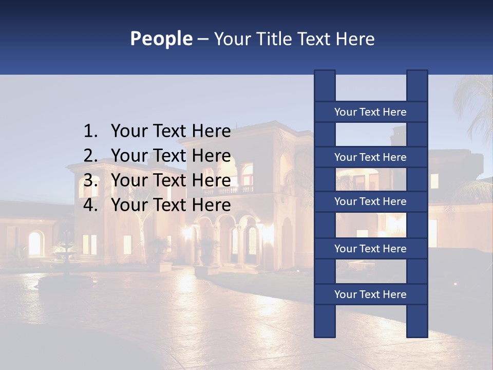 A Large House With A Fountain In Front Of It PowerPoint Template