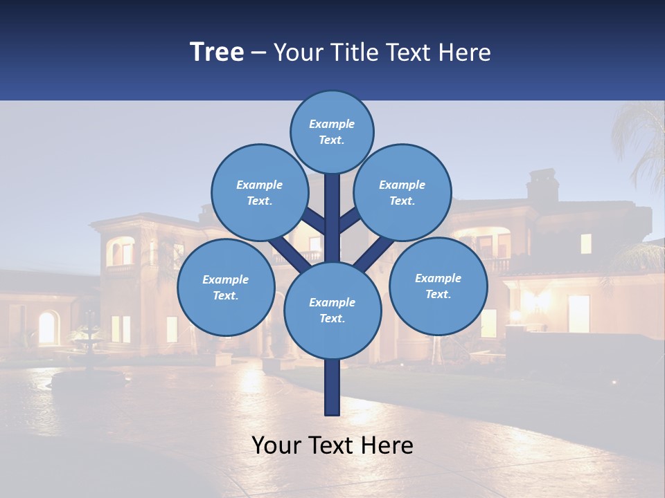 A Large House With A Fountain In Front Of It PowerPoint Template