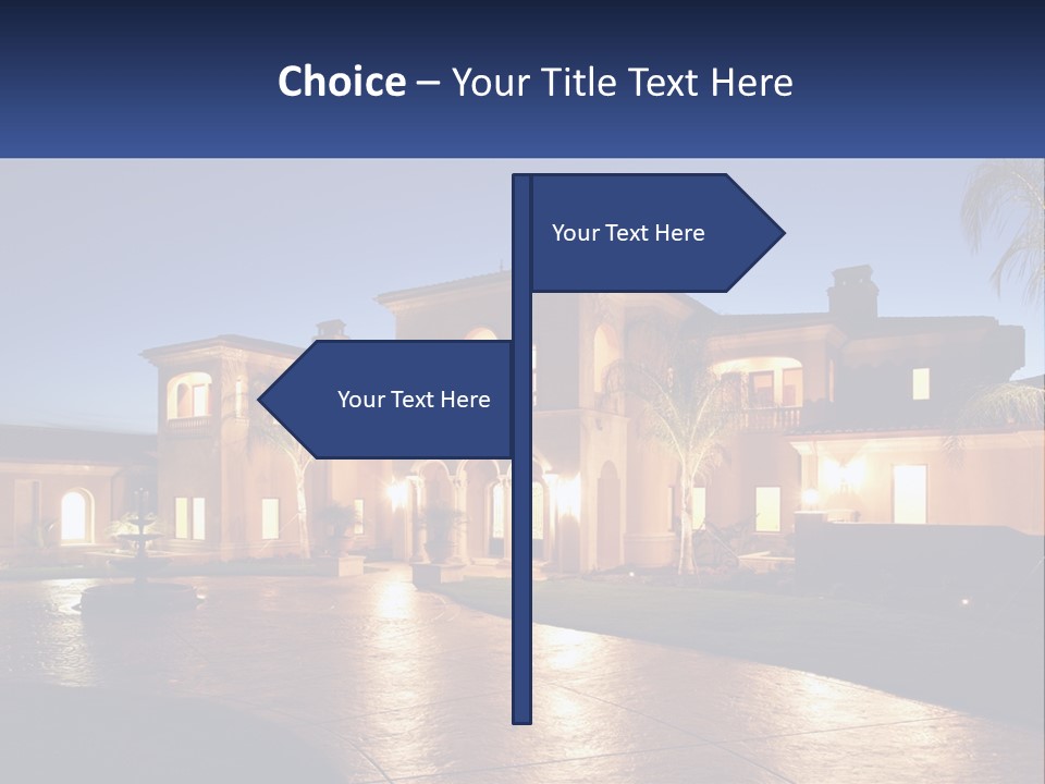 A Large House With A Fountain In Front Of It PowerPoint Template