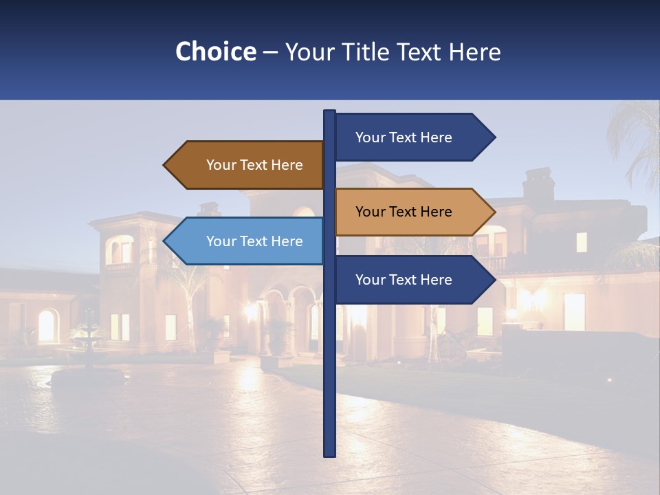 A Large House With A Fountain In Front Of It PowerPoint Template