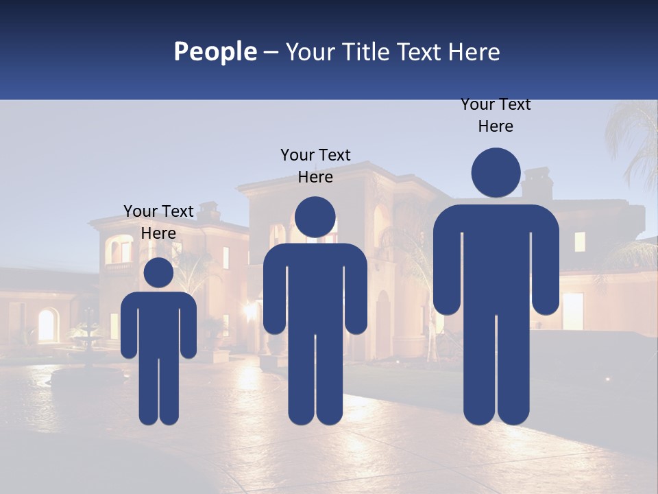 A Large House With A Fountain In Front Of It PowerPoint Template