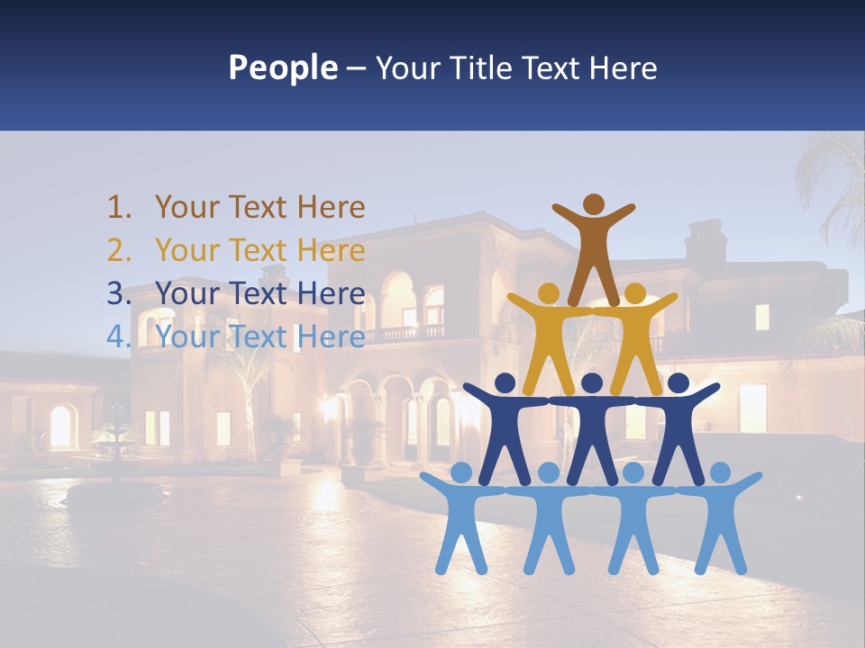 A Large House With A Fountain In Front Of It PowerPoint Template