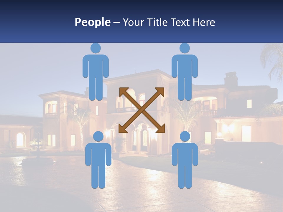 A Large House With A Fountain In Front Of It PowerPoint Template