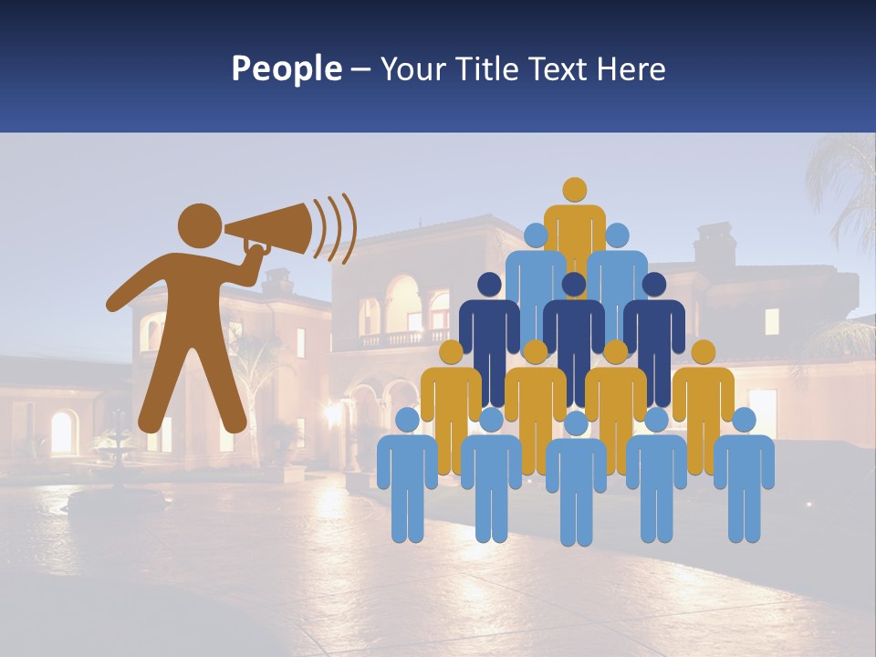 A Large House With A Fountain In Front Of It PowerPoint Template