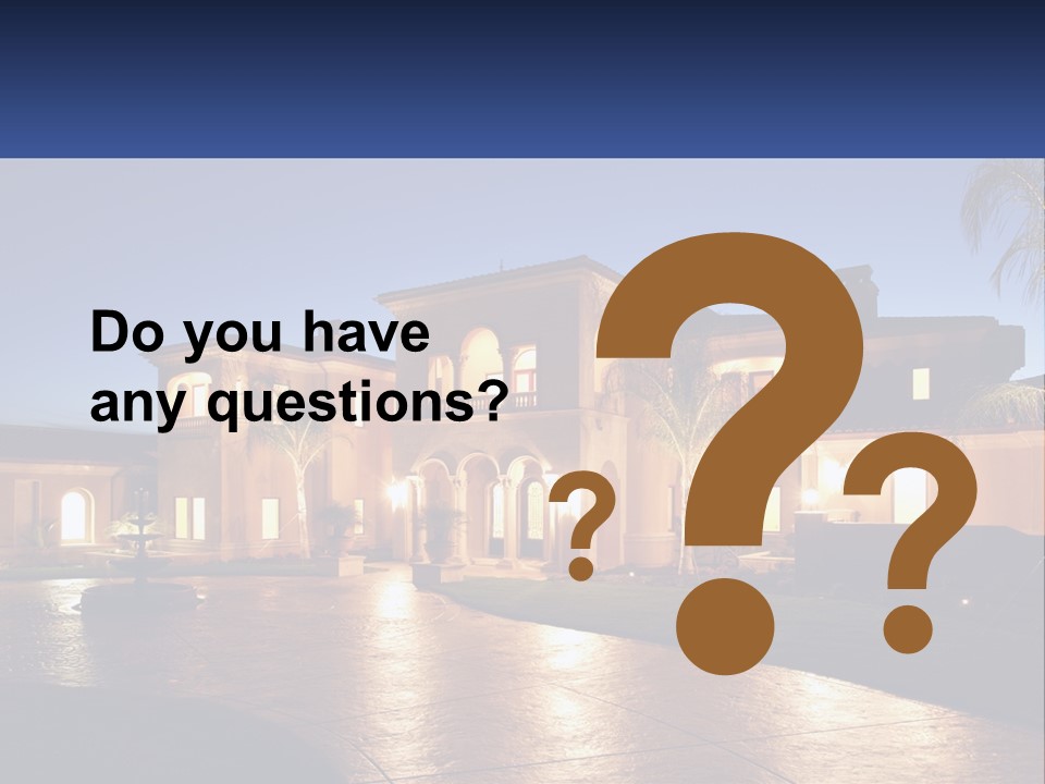 A Large House With A Fountain In Front Of It PowerPoint Template