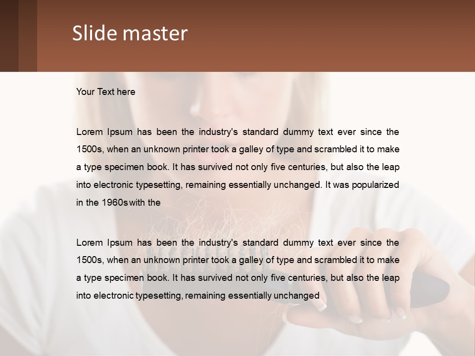 A Woman Brushes Her Hair With A Brush PowerPoint Template