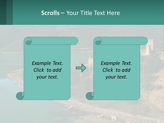 A Large Castle Sitting On Top Of A Lush Green Hillside PowerPoint Template