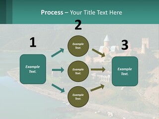 A Large Castle Sitting On Top Of A Lush Green Hillside PowerPoint Template
