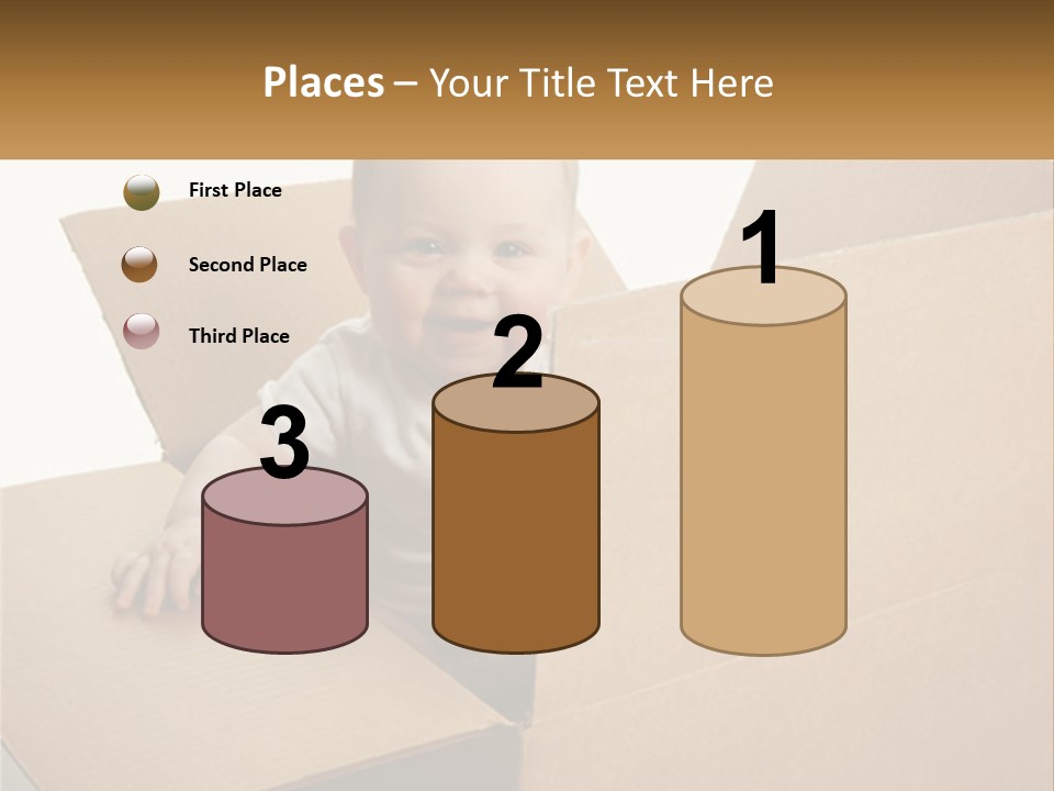 A Baby Sitting In A Cardboard Box With A Smile On His Face PowerPoint Template