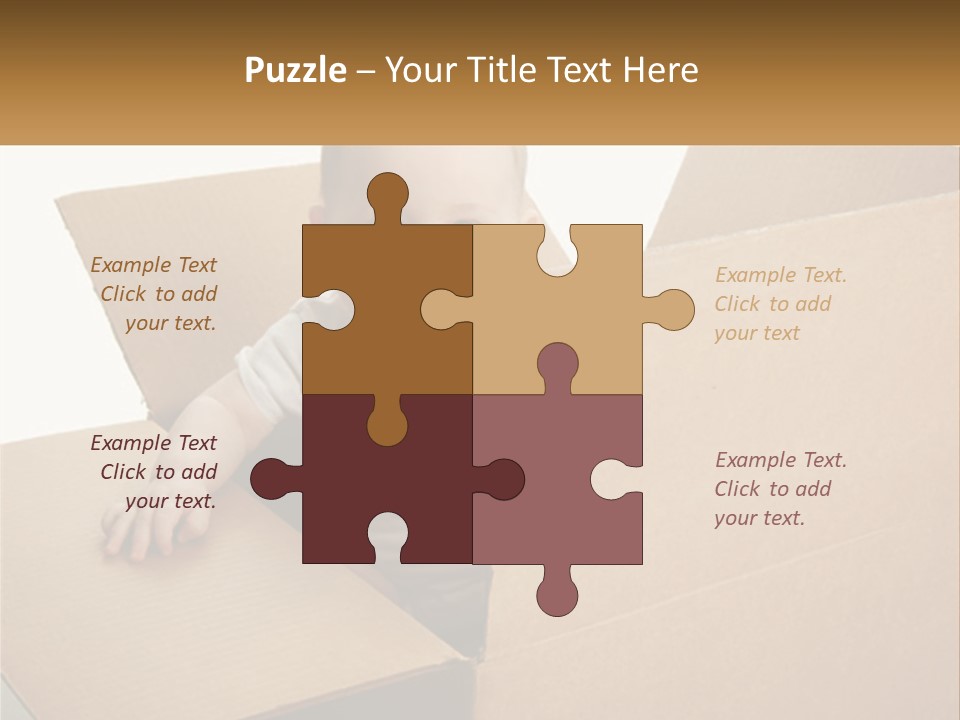 A Baby Sitting In A Cardboard Box With A Smile On His Face PowerPoint Template