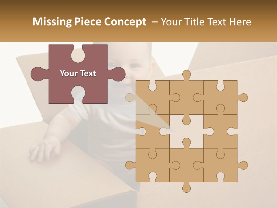 A Baby Sitting In A Cardboard Box With A Smile On His Face PowerPoint Template