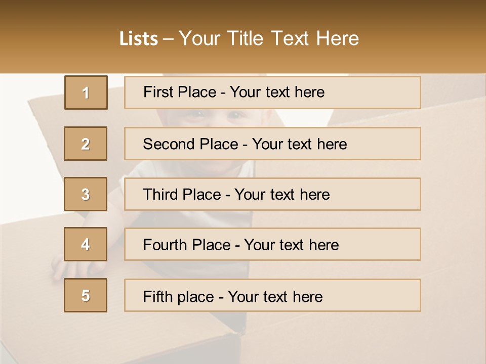 A Baby Sitting In A Cardboard Box With A Smile On His Face PowerPoint Template