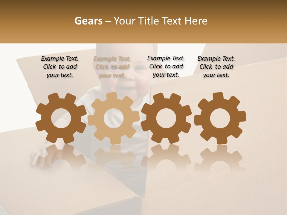 A Baby Sitting In A Cardboard Box With A Smile On His Face PowerPoint Template