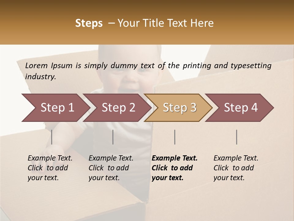 A Baby Sitting In A Cardboard Box With A Smile On His Face PowerPoint Template