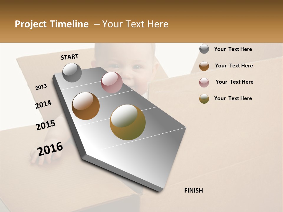 A Baby Sitting In A Cardboard Box With A Smile On His Face PowerPoint Template