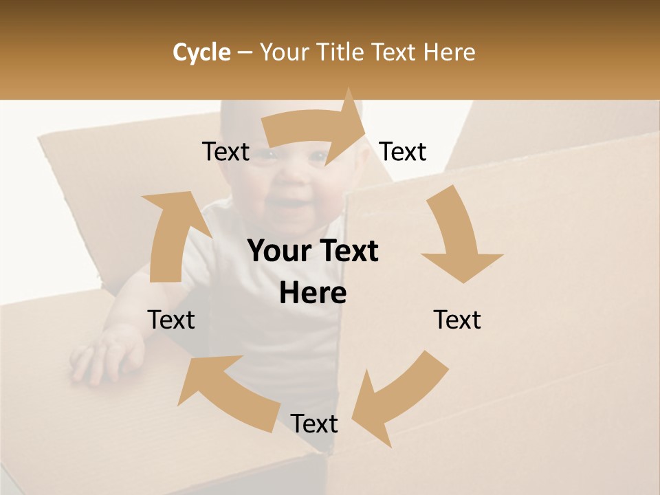 A Baby Sitting In A Cardboard Box With A Smile On His Face PowerPoint Template