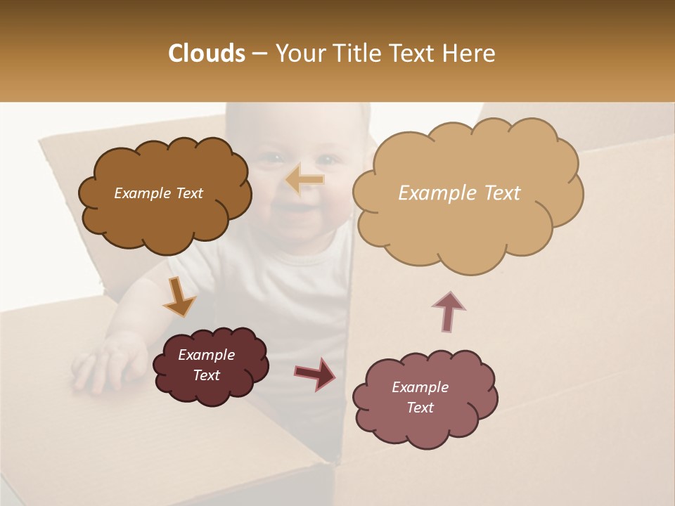 A Baby Sitting In A Cardboard Box With A Smile On His Face PowerPoint Template