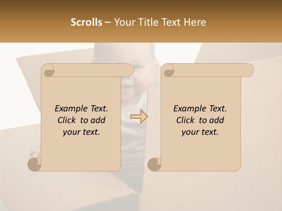 A Baby Sitting In A Cardboard Box With A Smile On His Face PowerPoint Template