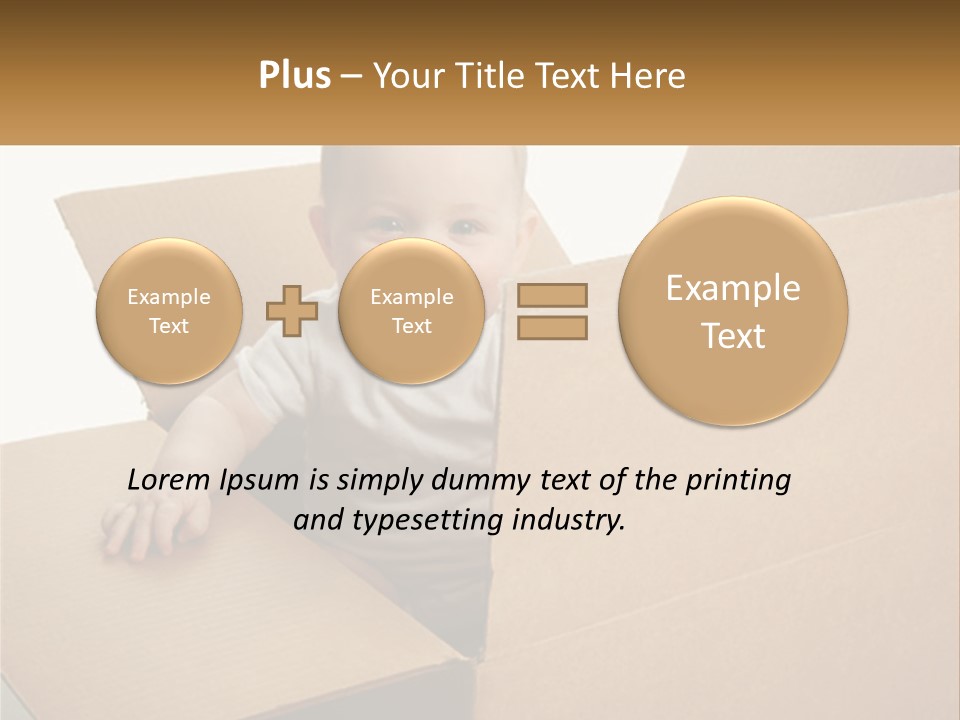 A Baby Sitting In A Cardboard Box With A Smile On His Face PowerPoint Template