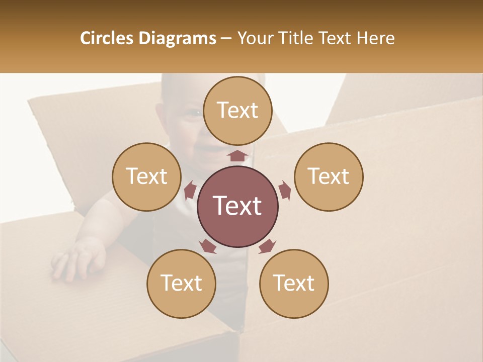 A Baby Sitting In A Cardboard Box With A Smile On His Face PowerPoint Template