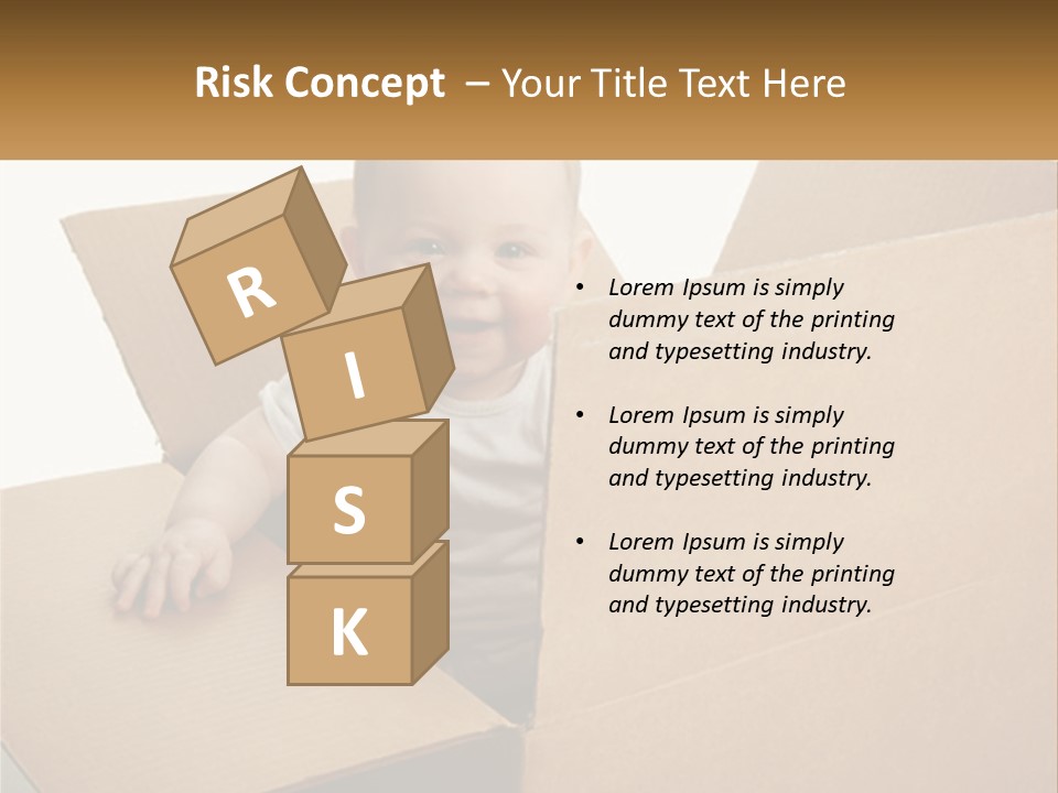 A Baby Sitting In A Cardboard Box With A Smile On His Face PowerPoint Template