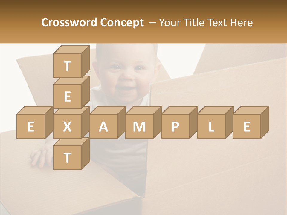 A Baby Sitting In A Cardboard Box With A Smile On His Face PowerPoint Template