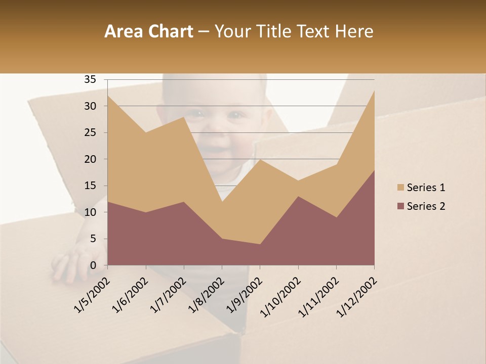 A Baby Sitting In A Cardboard Box With A Smile On His Face PowerPoint Template