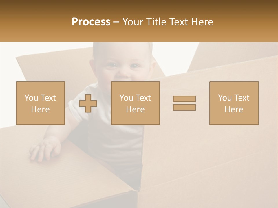 A Baby Sitting In A Cardboard Box With A Smile On His Face PowerPoint Template