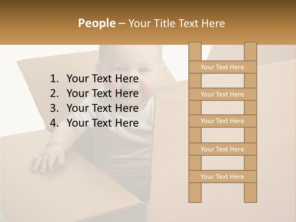 A Baby Sitting In A Cardboard Box With A Smile On His Face PowerPoint Template