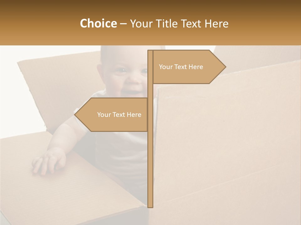 A Baby Sitting In A Cardboard Box With A Smile On His Face PowerPoint Template