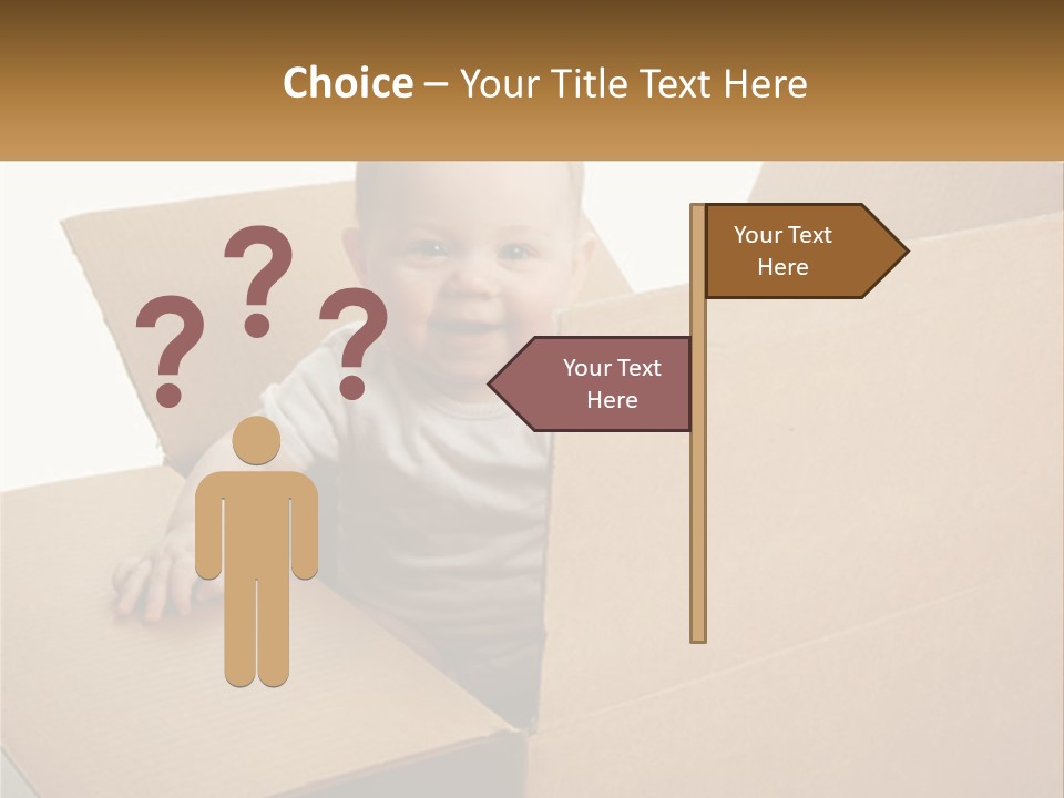A Baby Sitting In A Cardboard Box With A Smile On His Face PowerPoint Template