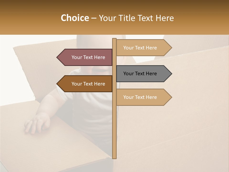 A Baby Sitting In A Cardboard Box With A Smile On His Face PowerPoint Template