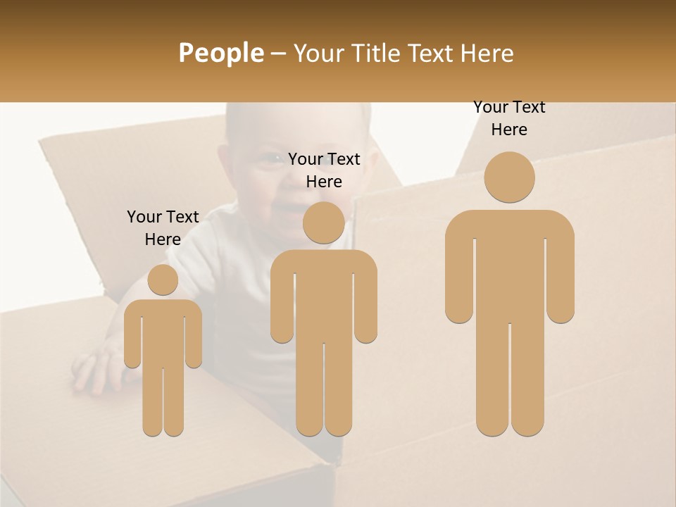 A Baby Sitting In A Cardboard Box With A Smile On His Face PowerPoint Template