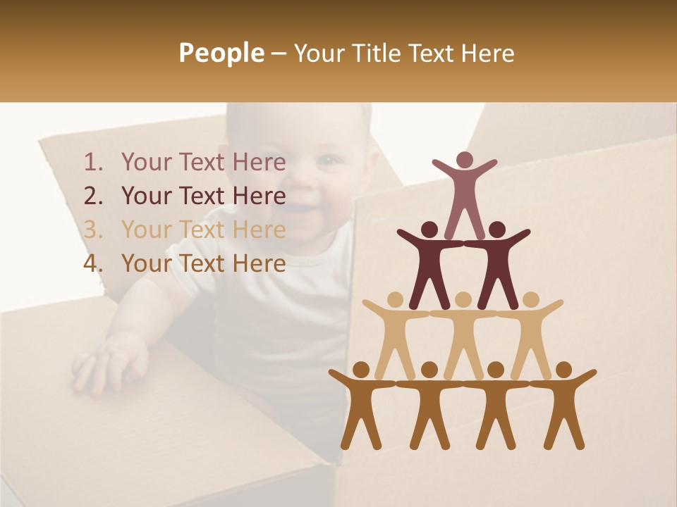 A Baby Sitting In A Cardboard Box With A Smile On His Face PowerPoint Template