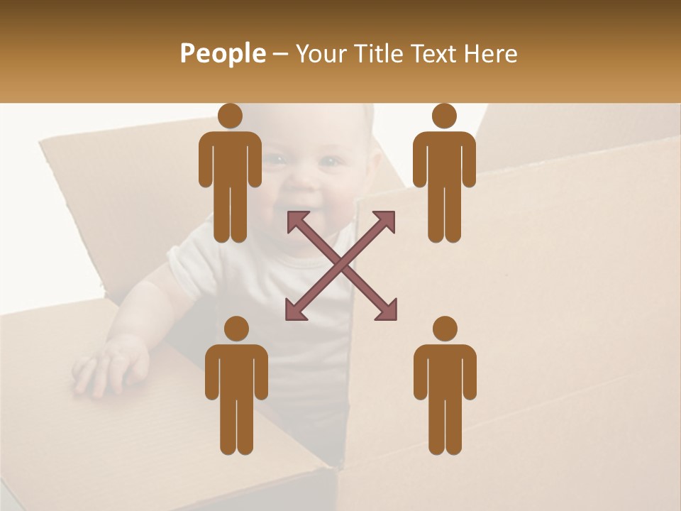A Baby Sitting In A Cardboard Box With A Smile On His Face PowerPoint Template