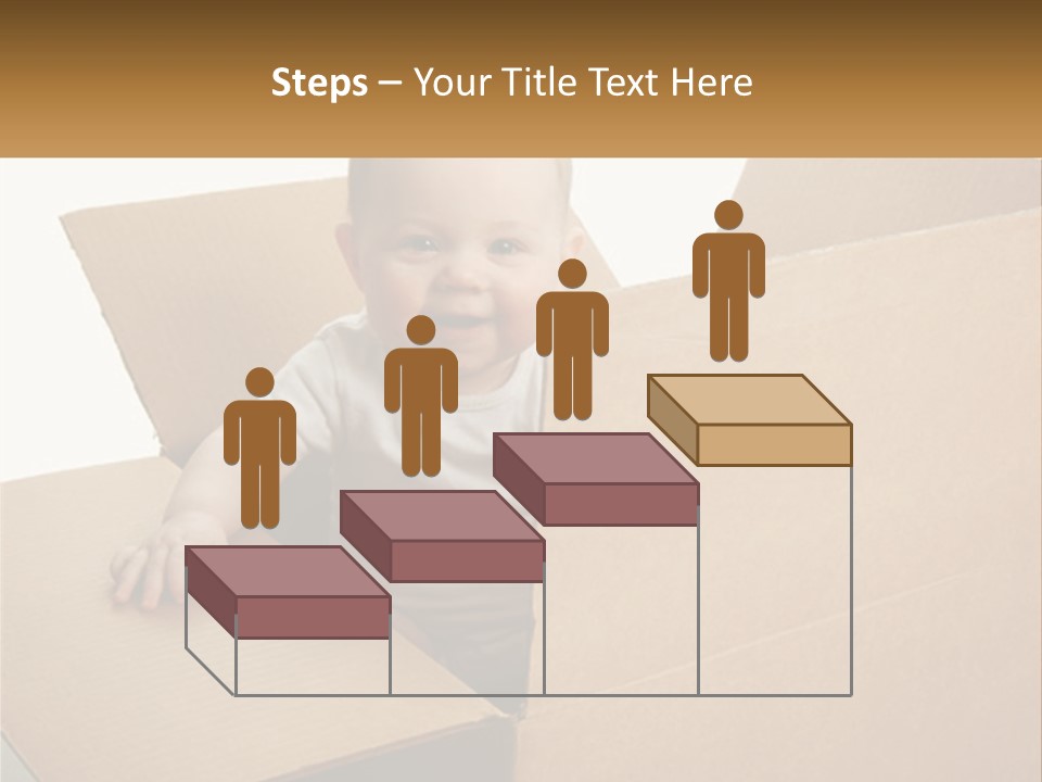 A Baby Sitting In A Cardboard Box With A Smile On His Face PowerPoint Template
