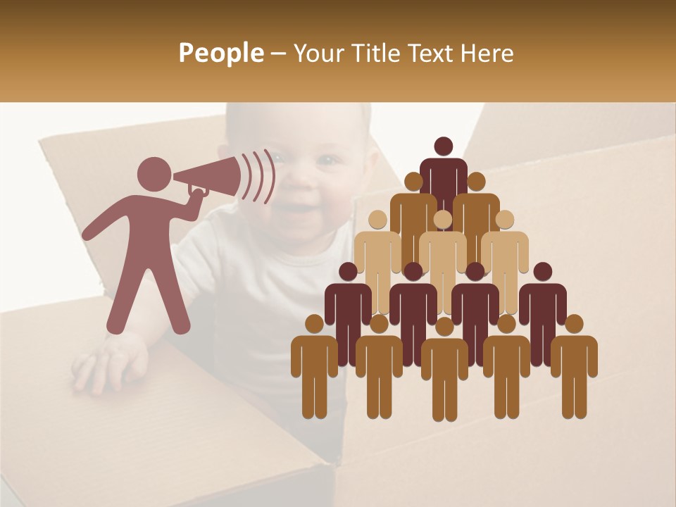 A Baby Sitting In A Cardboard Box With A Smile On His Face PowerPoint Template