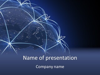 A Blue Globe With Lines In The Middle Of It PowerPoint Template