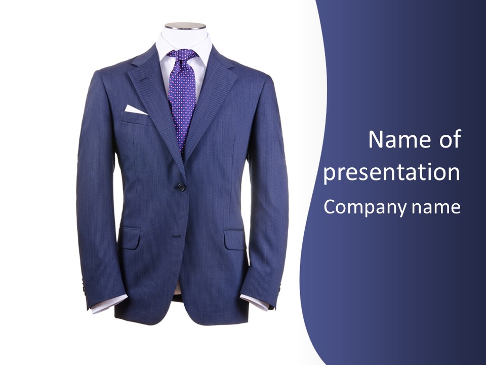 A Blue Suit And Tie On A Mannequin PowerPoint Template