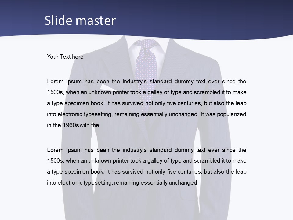 A Blue Suit And Tie On A Mannequin PowerPoint Template