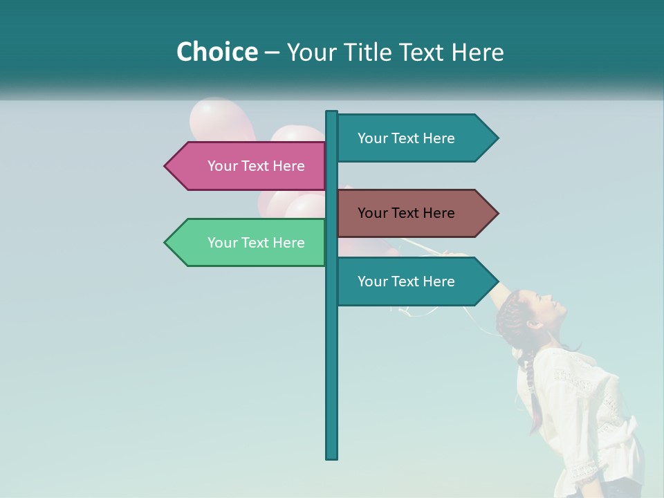 A Woman Holding A Bunch Of Pink Balloons PowerPoint Template